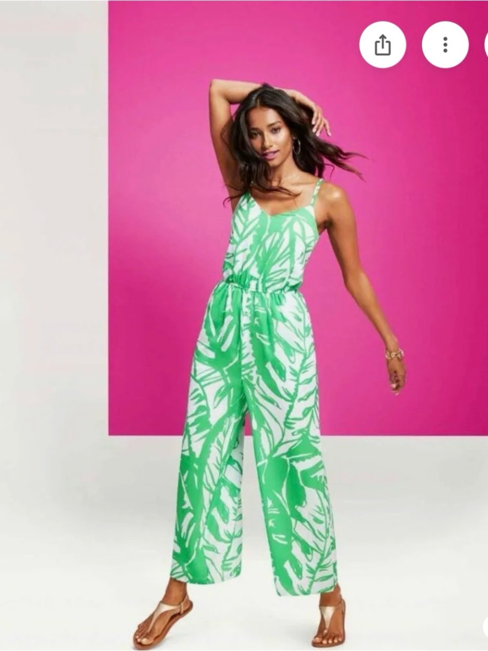 Lilly Pulitzer Green & White Tropical Leaf Jumpsuits